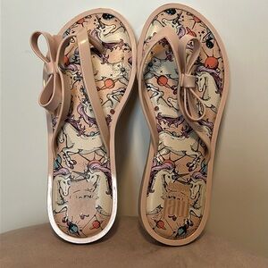 Mel by Melissa sweet unicorn flip flops in size 2!
